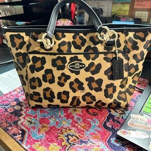 Leopard Coach tote